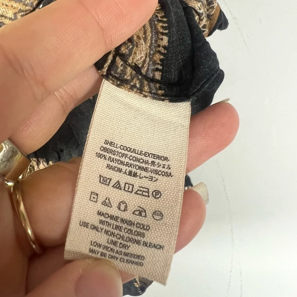 Free People Little Secrets Voile Button Down Top Handkerchief Print Blouse XS
